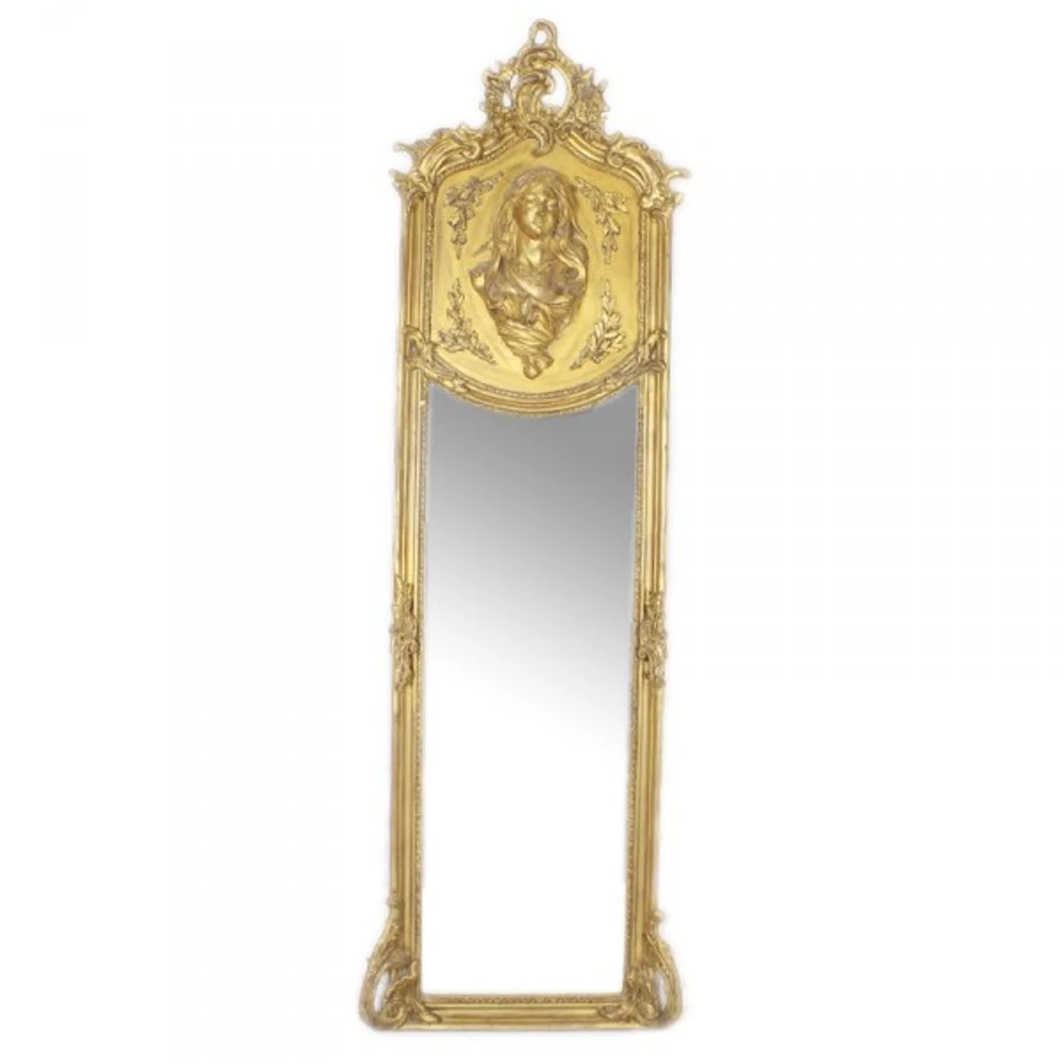 Luxus Barock Wandspiegel Madonna Gold 175 x 55 cm - Massiv und Schwer - Antik Stil Spiegel