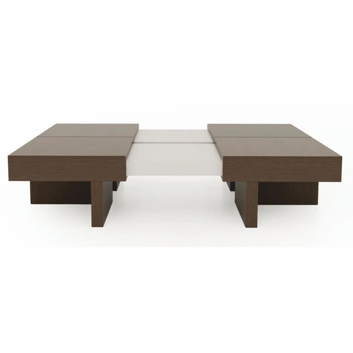 Luxus Couchtisch Braun / Weiß 100-140 cm - Ausziehbarer Wohnzimmertisch