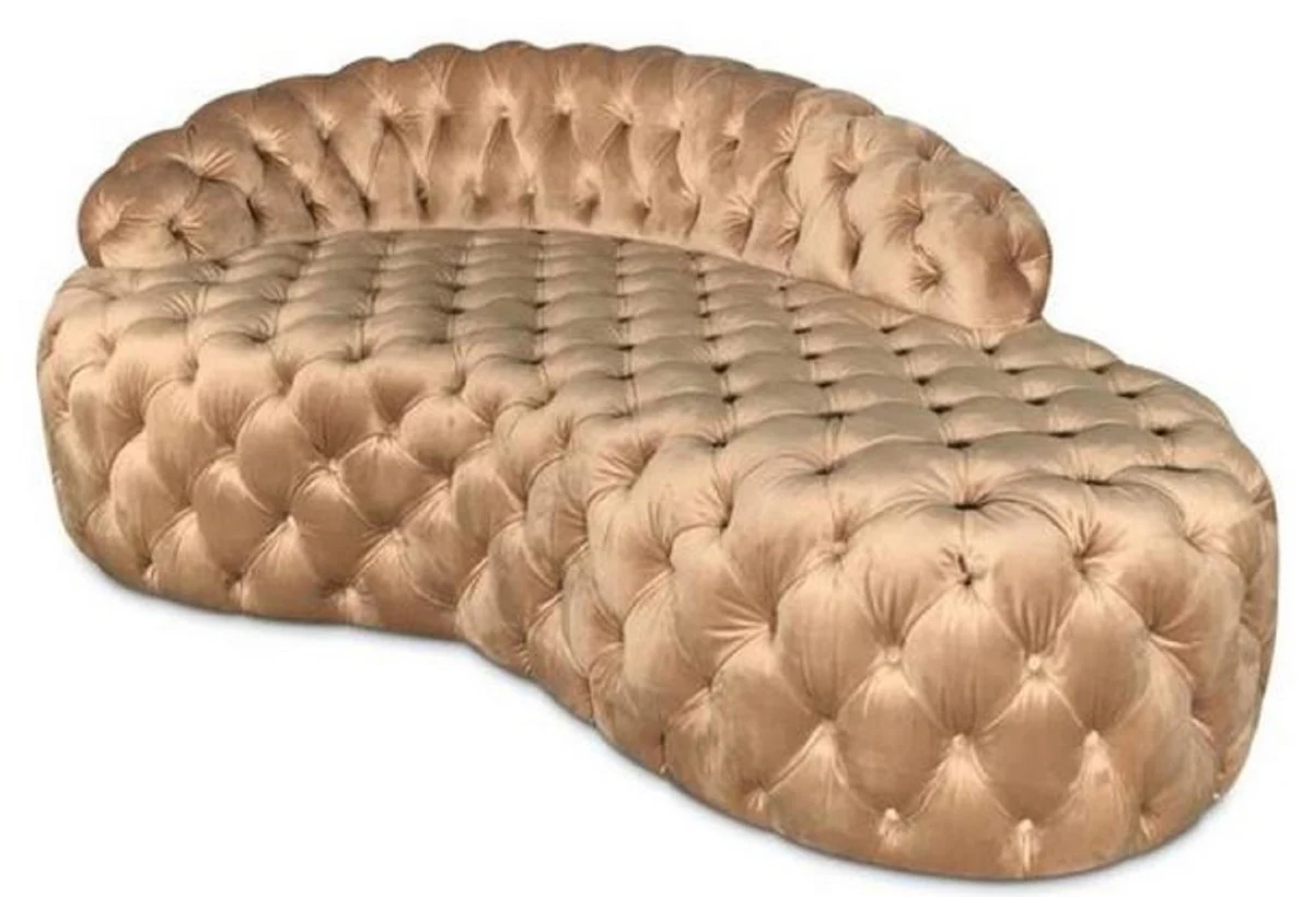 Luxus Chesterfield Samt Chaiselongue Gold 162 x 94 x H. 65 cm - Chesterfield Möbel - Luxus Qualität