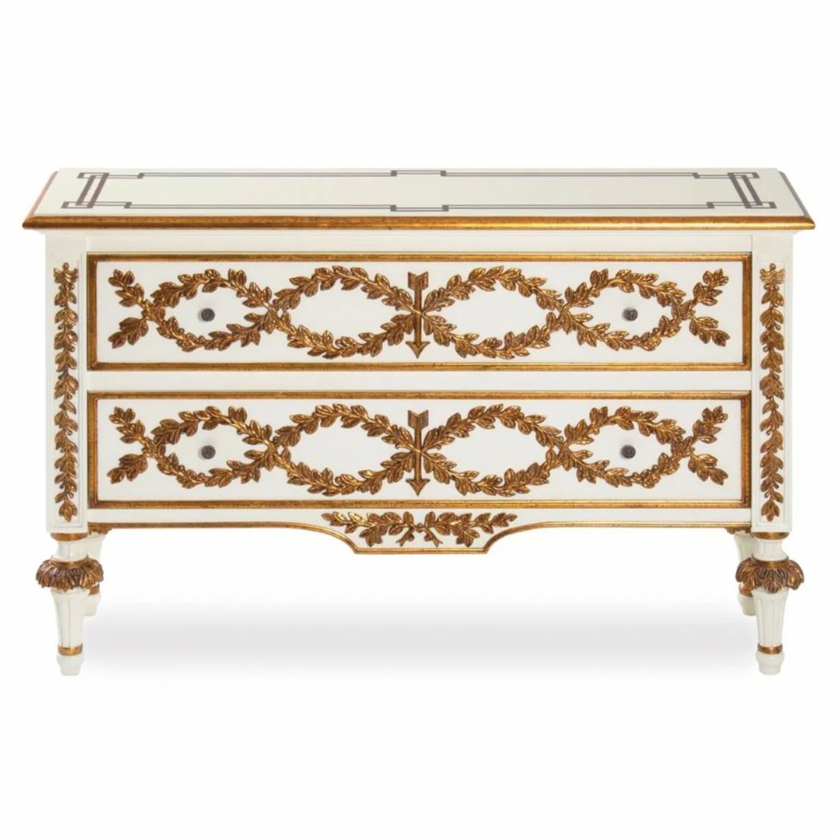Luxus Barock Kommode Elfenbein / Gold 135 cm - Barock Möbel