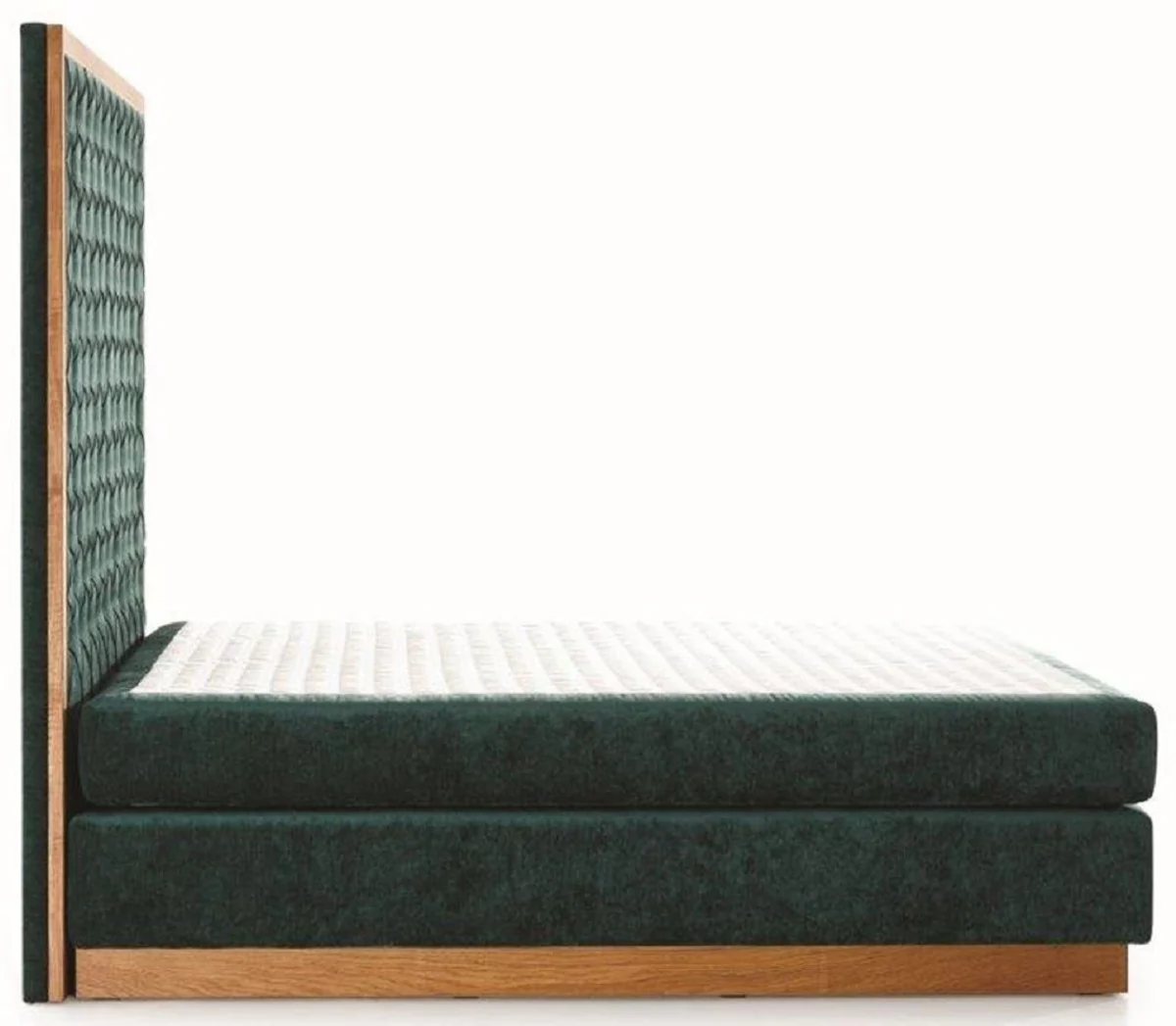 Luxus Doppelbett Dunkelgrün / Naturfarben - Verschiedene Größen - Modernes Massivholz Bett mit Kopfteil - Moderne Schlafzimmer Möbel - Luxus Kollektion