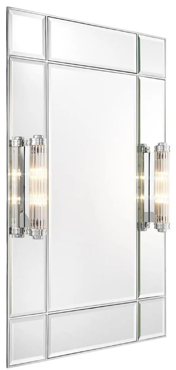 Luxus Wandspiegel mit Licht Silber 90 x 13 x H. 140 cm - Luxus Qualität