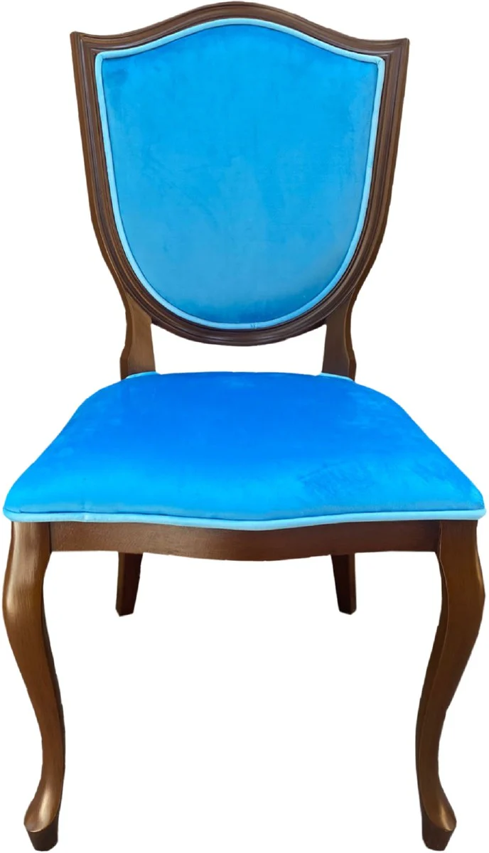 Luxus Art Deco Esszimmer Stuhl Blau / Braun - Art Deco Massivholz Stuhl - Art Deco Esszimmermöbel - Art Deco Möbel - Art Deco Einrichtung - Luxus Möbel im Art Deco Stil