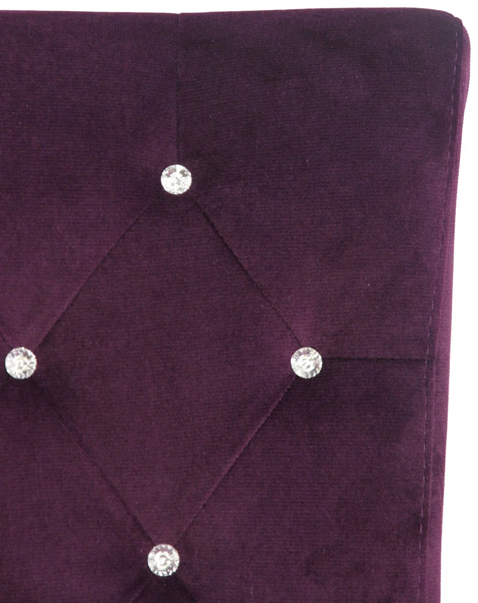 Neo Barock Esszimmer Stuhl Lila / Schwarz mit Bling Bling Glitzersteinen - Design Möbel