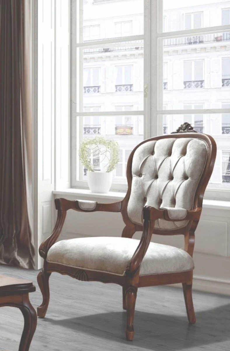 Luxus Barock Wohnzimmer Set Blau / Grau / Braun - 2 Sofas & 2 Sessel & 1 Couchtisch - Wohnzimmer Möbel im Barockstil - Edel & Prunkvoll