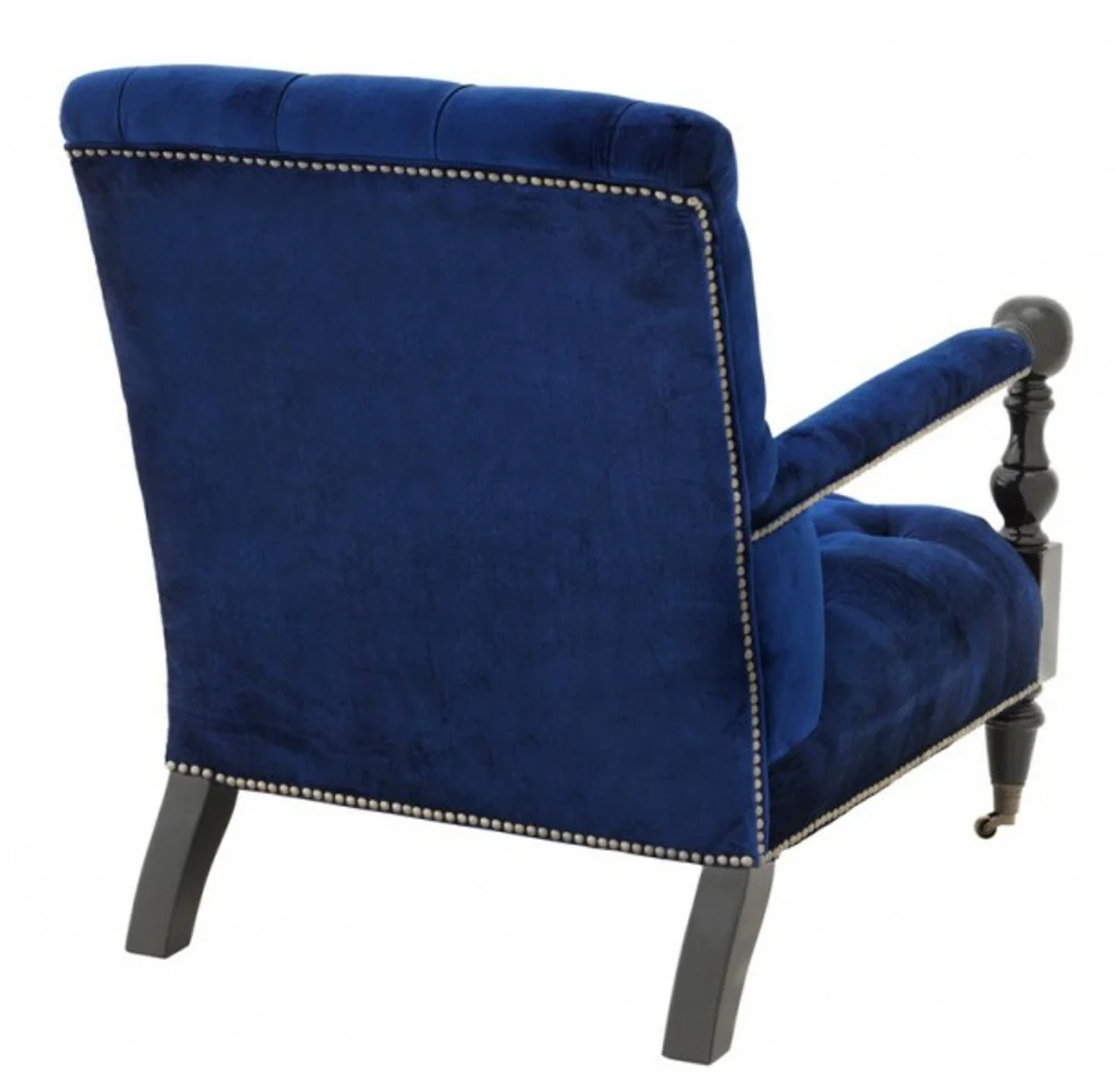 Luxus Barock Sessel Royalblau / Schwarz Klavierlack - Lounge Sessel - Luxury Collection - Art Deco - Belle Epoche