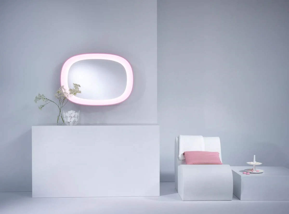 Luxus Designer Spiegel Rosa 70 x H. 97 cm - Designer Wandspiegel mit Licht