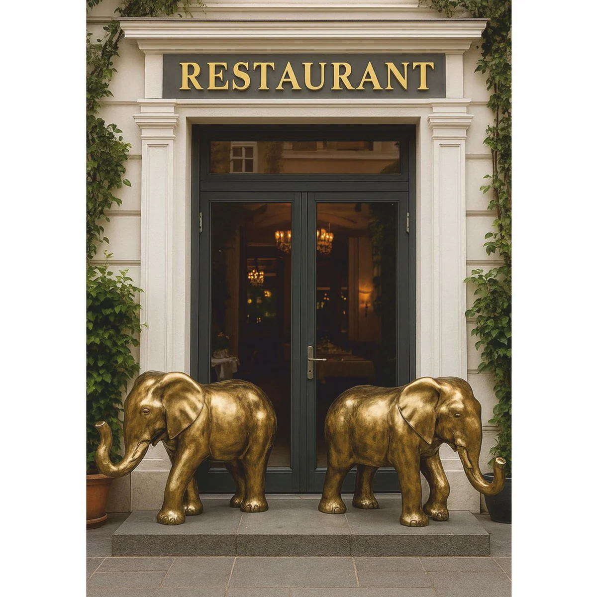 Deko Skulptur Elefant Antik Gold 84 x H. 57 cm - Deko Figur