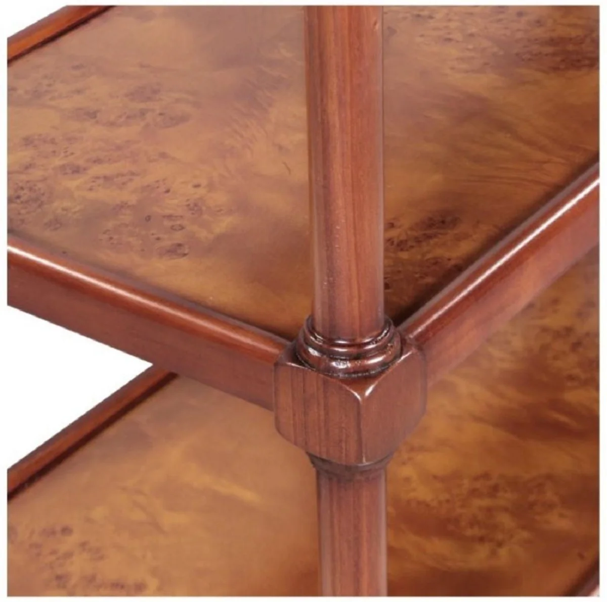 Luxus Jugendstil Bücherschrank Braun / Dunkelbraun 81 x 40 x H. 182 cm - Regalschrank mit Rollen und 2 Schubladen