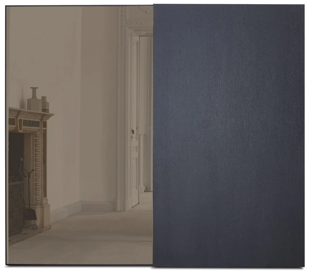 Luxus Schlafzimmerschrank Schwarz 260 x 70 x H. 228 cm - Beleuchteter Massivholz Kleiderschrank mit 2 Schiebetüren - Schlafzimmer Möbel - Hotel Möbel - Luxus Möbel