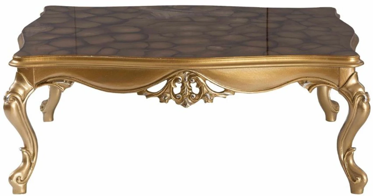 Luxus Barock Couchtisch Schwarz / Gold 130 x 96 x H. 48 cm - Prunkvoller Wohnzimmertisch im Barockstil - Barock Möbel