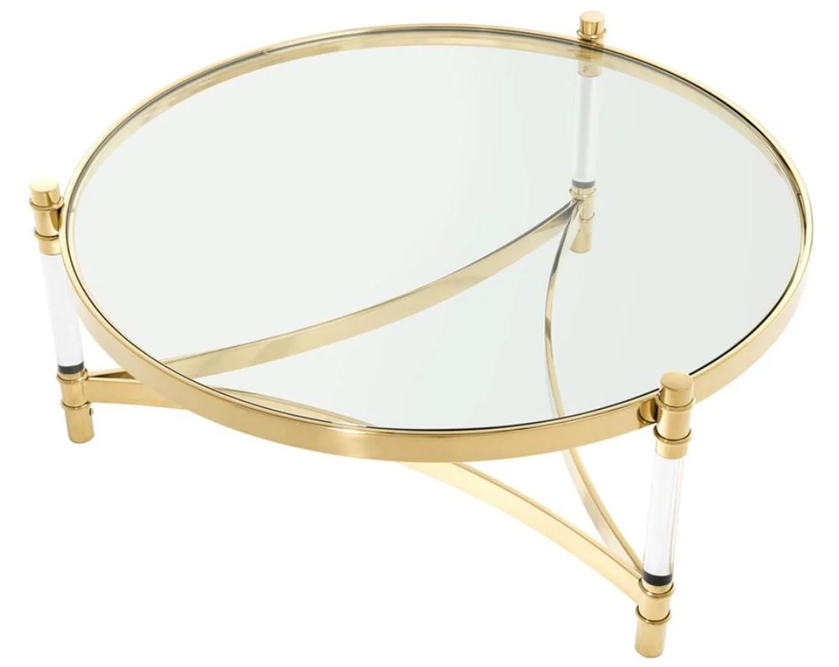 Couchtisch / Wohnzimmertisch Gold Ø 104 x H. 43 cm - Luxus Wohnzimmermöbel