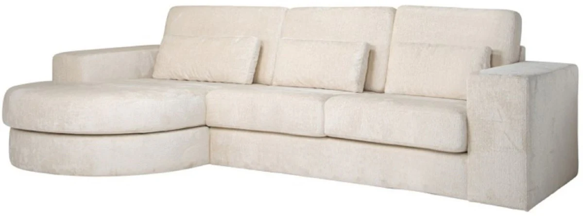 Luxus Ecksofa Creme 300 x 160 x H. 89 cm - Wohnzimmer Sofa mit Kissen - Wohnzimmer Möbel - Wohnzimmer Einrichtung - Luxus Möbel - Luxus Einrichtung