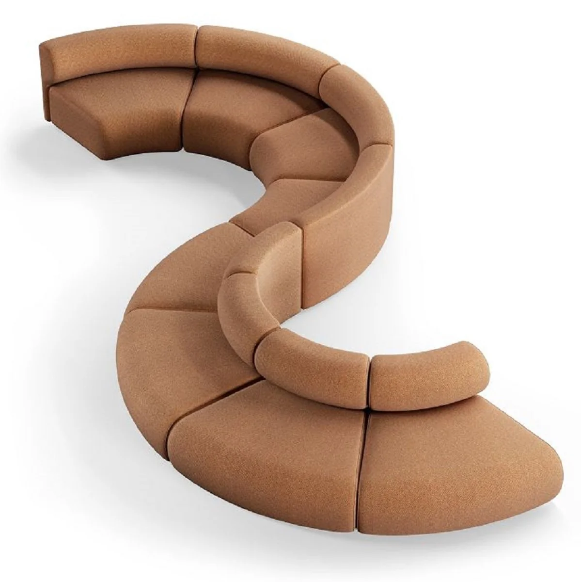 Luxus Sofa Braun 590 x 340 x H. 72 cm - Gebogenes Modulares 8 Teiliges Sofa - Hotel Sofa - Wohnzimmer Möbel - Hotel Möbel - Luxus Möbel