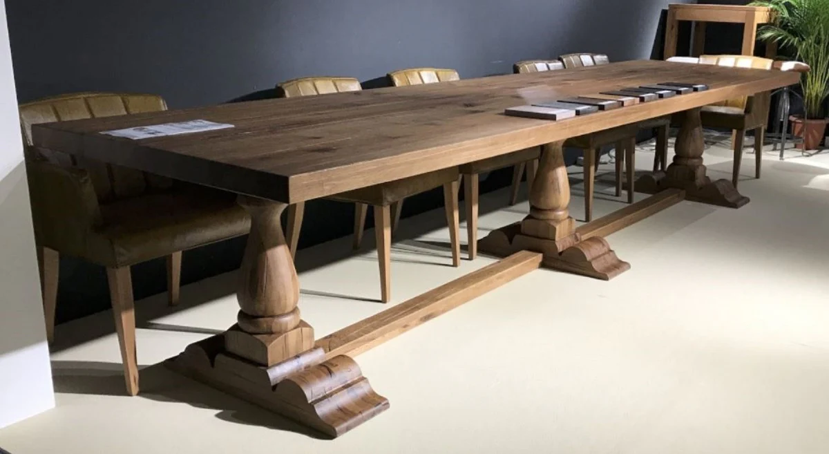 Landhausstil Massivholz Esstisch Braun 400 cm