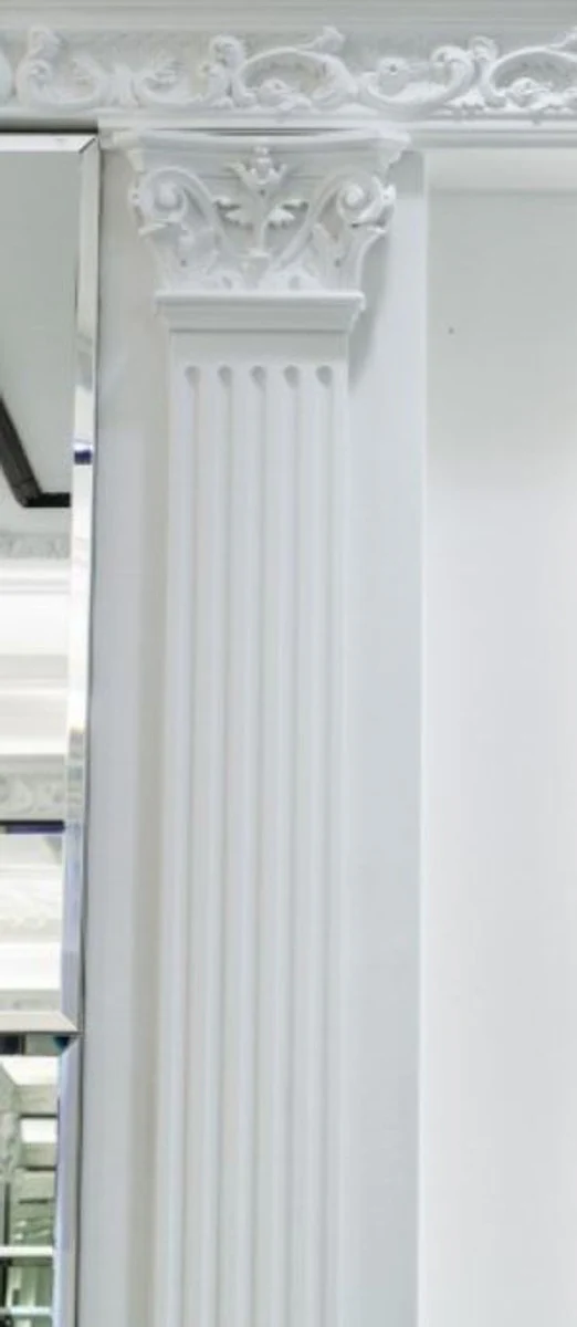 Barock Zierelement Säulen Kopfteil Weiß 22,8 x 6,2 x H. 14,9 cm - Wanddeko im Barockstil