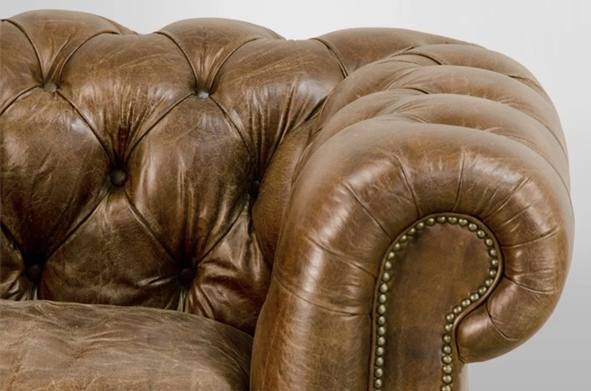 Chesterfield Luxus Echt Leder Sessel Vintage Leder von Cigar - Club Sessel