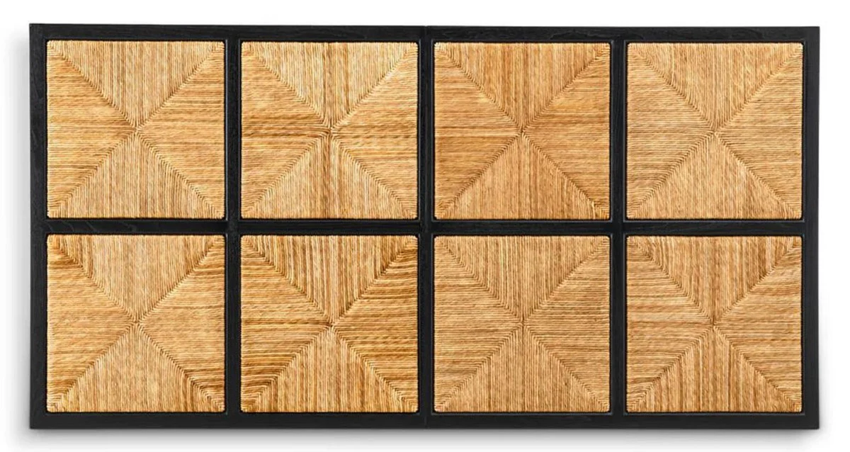 Luxus Bett-Kopfteil Naturfarben / Schwarz 290 cm - Luxus Schlafzimmer Möbel