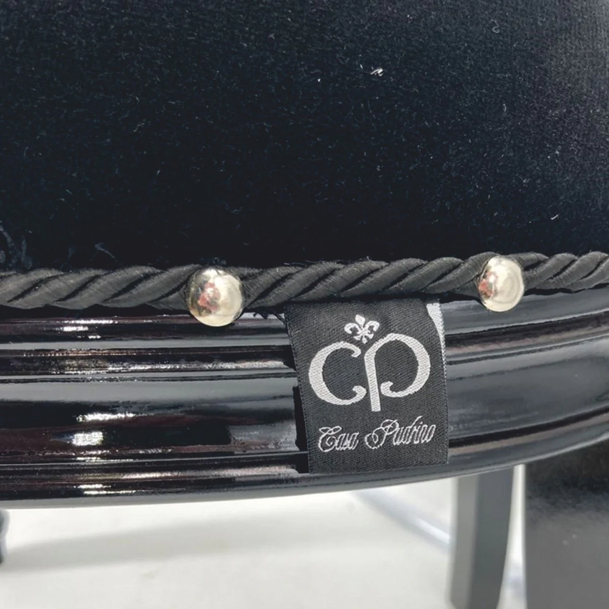 Luxus Barock Esszimmer Stuhl 4er Set Schwarz / Weiß / Silber - Barock Möbel