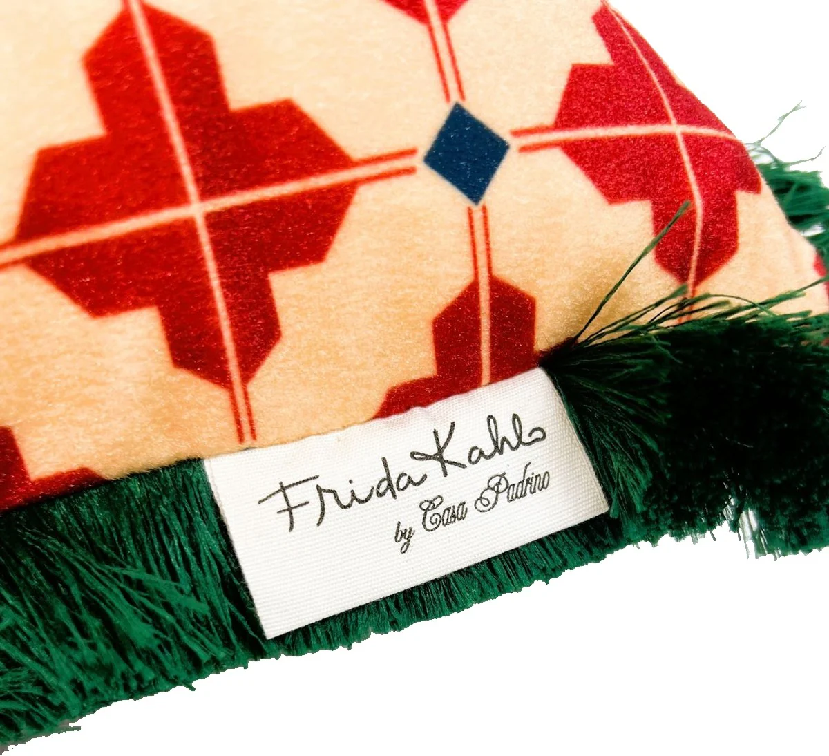 Frida Kahlo by Luxus Deko Kissen mit Strass Steinen Rot / Bunt