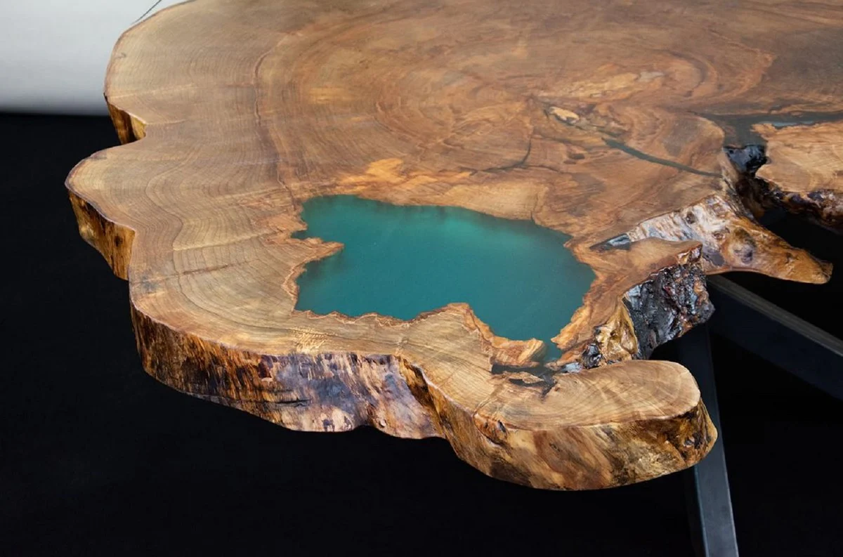 Luxus Couchtisch Braun / Grün / Schwarz 120 x 125 x H. 50 cm