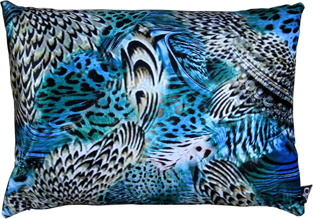 Luxus Deko Kissen Colorado Feathers Mehrfarbig 35 x 55 cm - Feinster Samtstoff - Luxus Kollektion