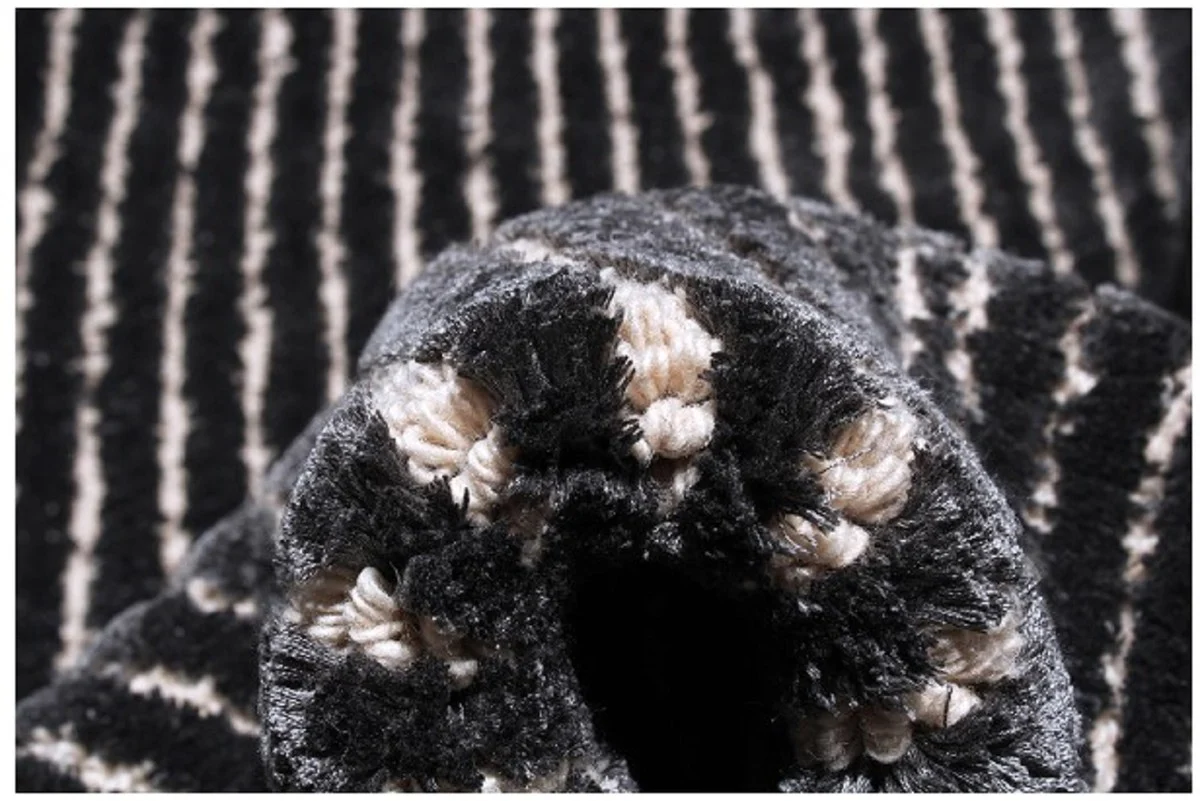 Luxus Teppich Grau / Schwarz 160 x 230 cm - Rechteckiger Wohnzimmer Teppich - Schlafzimmer Teppich - Luxus Interior - Luxus Qualität