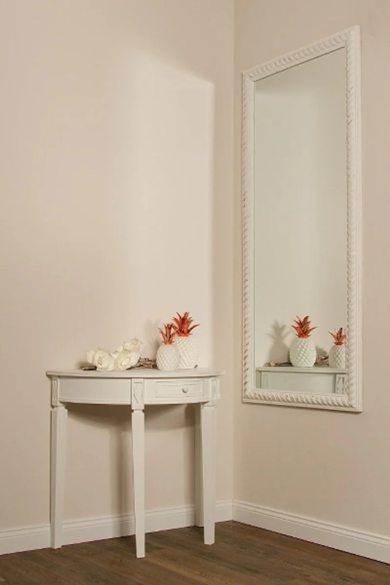 Barock Wohnzimmer Wandspiegel Antik Weiß / Gold 72 x H. 162 cm - Handgefertigter Spiegel im Barockstil