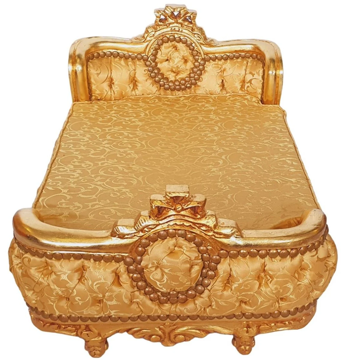 Barock Hundebett Gold Muster / Gold - Handgefertigtes Antik Stil Hundebett - Prunkvolle Hunde Möbel im Barockstil - Antik Stil Tiermöbel - Barock Tiermöbel