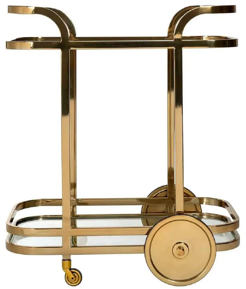 Luxus Servierwagen Gold 74 x 49 x H. 78 cm - Hotel Restaurant Gastronomie Trolley - Luxus Hotel & Restaurant Accessoires