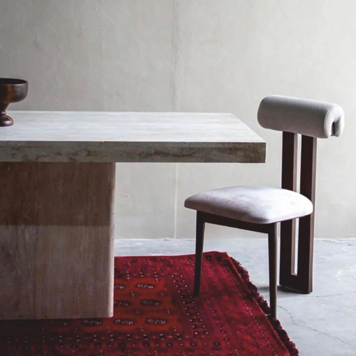 Luxus Travertin Naturstein Esstisch Beige 220 cm - Esszimmer Möbel