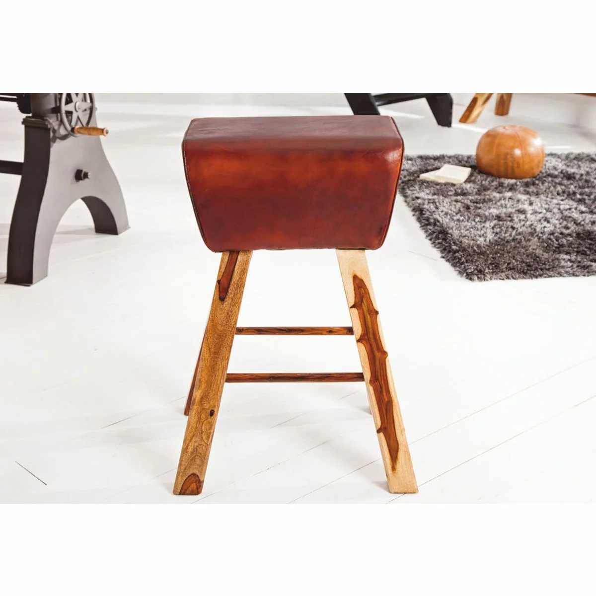 Designer Echtleder Barstuhl Braun - Barhocker - Möbel Restaurant Hotel