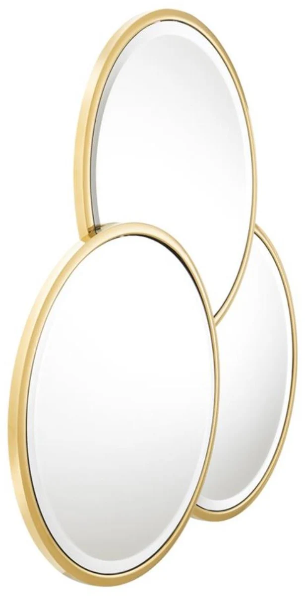 Luxus Designer Edelstahl Spiegel / Wandspiegel Gold 95 x H. 90 cm - Designermöbel