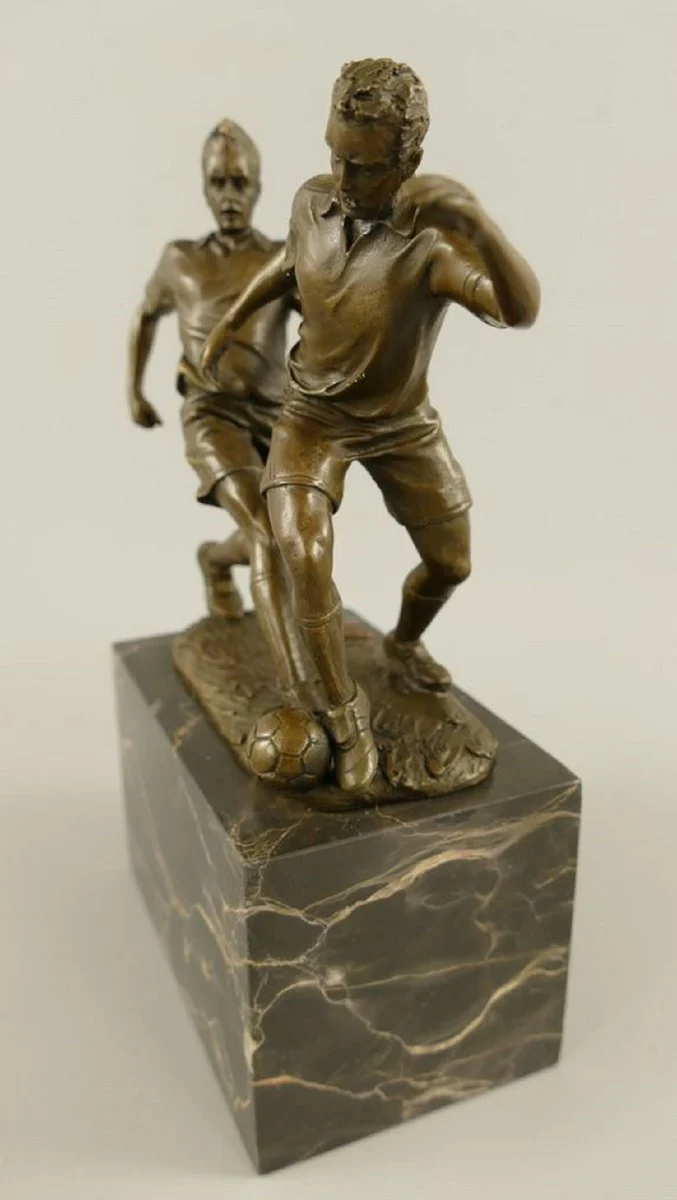 Bronze Skulptur 2 Fußballspieler Bronze / Grau H. 23 cm - Schreibtisch Deko