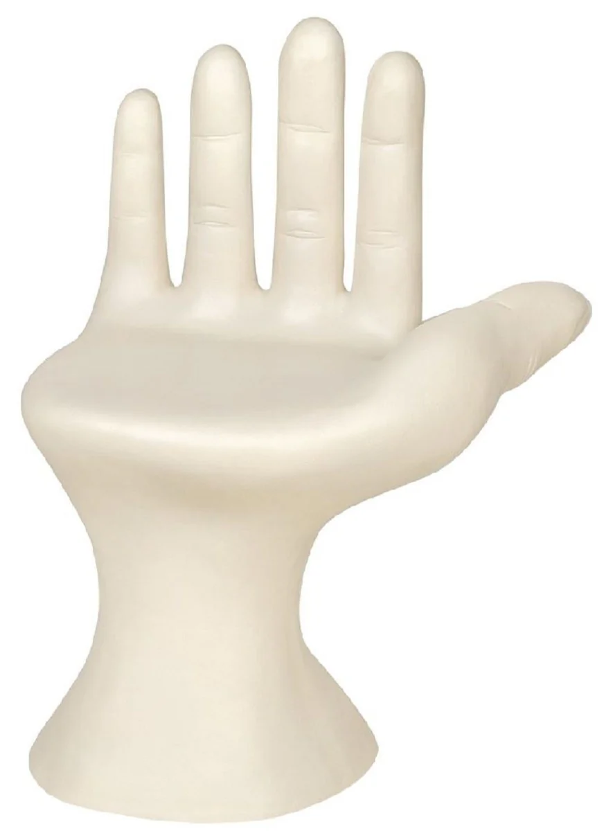 Luxus Designer Stuhl Hand Cremeweiß 60 x 50 x H. 89 cm - Fiberglas Stuhl - Luxus Möbel - Designer Möbel - Fiberglas Möbel