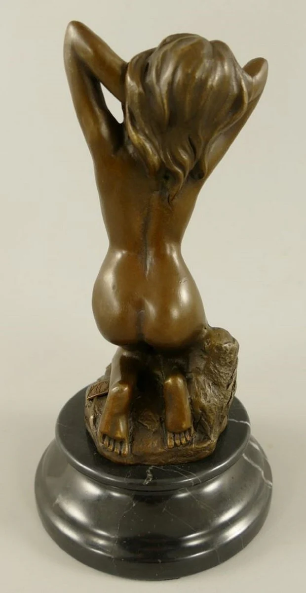Jugendstil Bronze Deko Figur Frau Bronze / Schwarz H. 21 cm