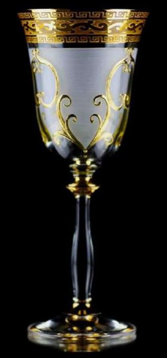 Luxus Barock Likörglas 6er Set Weiß / Gold Ø 5,5 x H. 17 cm - Handgefertigte und handbemalte Likörgläser - Hotel & Restaurant Accessoires - Luxus Qualität