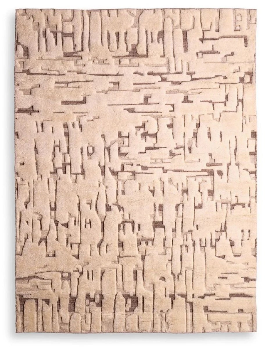 Luxus Wollteppich Elfenbein - Verschiedene Größen - Handgeknüpfter Woll Teppich - Rechteckiger Wohnzimmer Teppich - Luxus Qualität