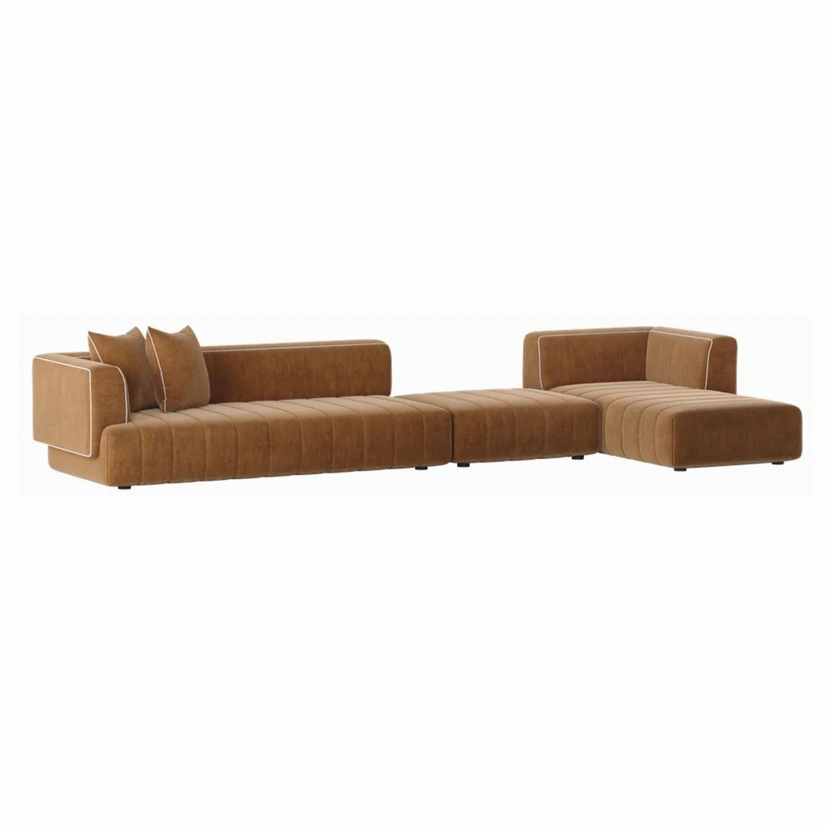 Luxus Ecksofa Rechte Seite Braun / Weiß 420 cm - Modulares Wohnzimmer & Hotel Sofa