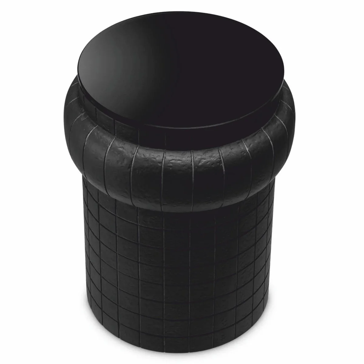 Luxus Beistelltisch mit Glasplatte Schwarz H. 52 cm - Luxus Möbel