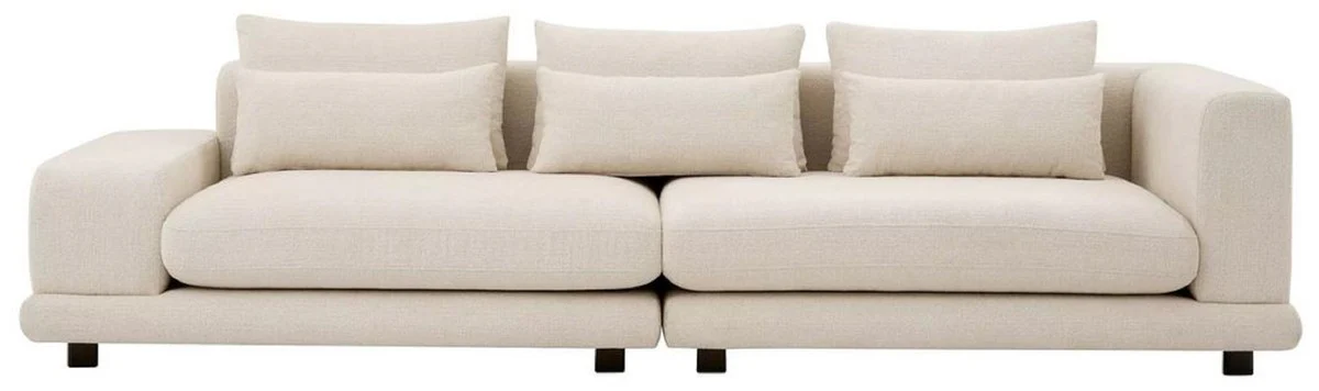 Luxus Sofa Beige / Schwarz 285 x 106 x H. 66 cm - Wohnzimmer Sofa mit Kissen - Wohnzimmer Möbel - Luxus Möbel - Wohnzimmer Einrichtung - Luxus Einrichtung - Luxus Qualität