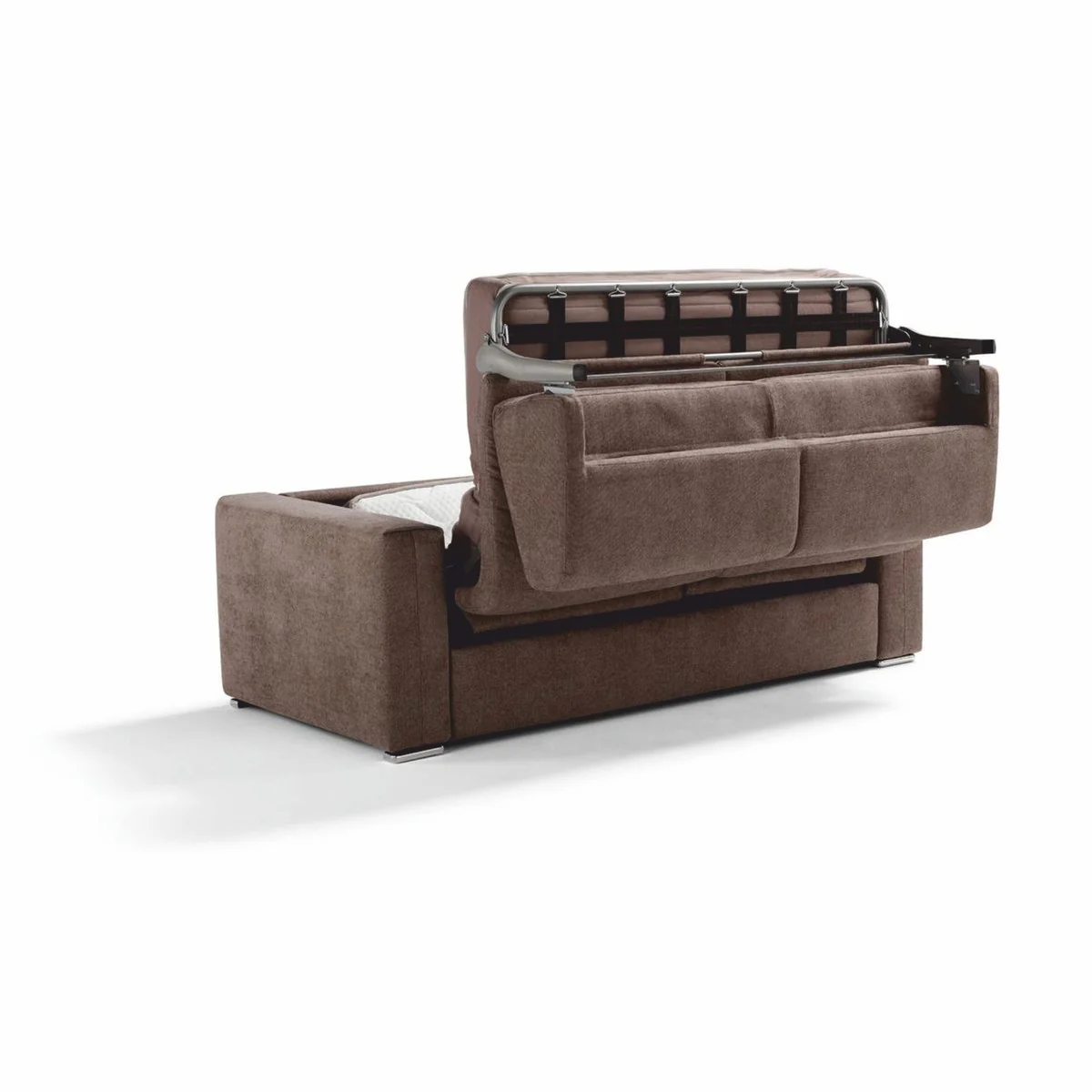 Luxus Schlafsofa Braun / Silber 218 cm - Ausklappbares Wohnzimmer Sofa