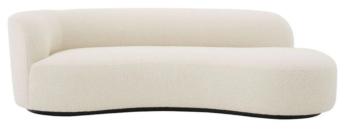 Luxus Sofa Creme / Schwarz 230 x 110 x H. 68 cm - Gebogenes Wohnzimmer Sofa - Hotel Sofa - Luxus Qualität