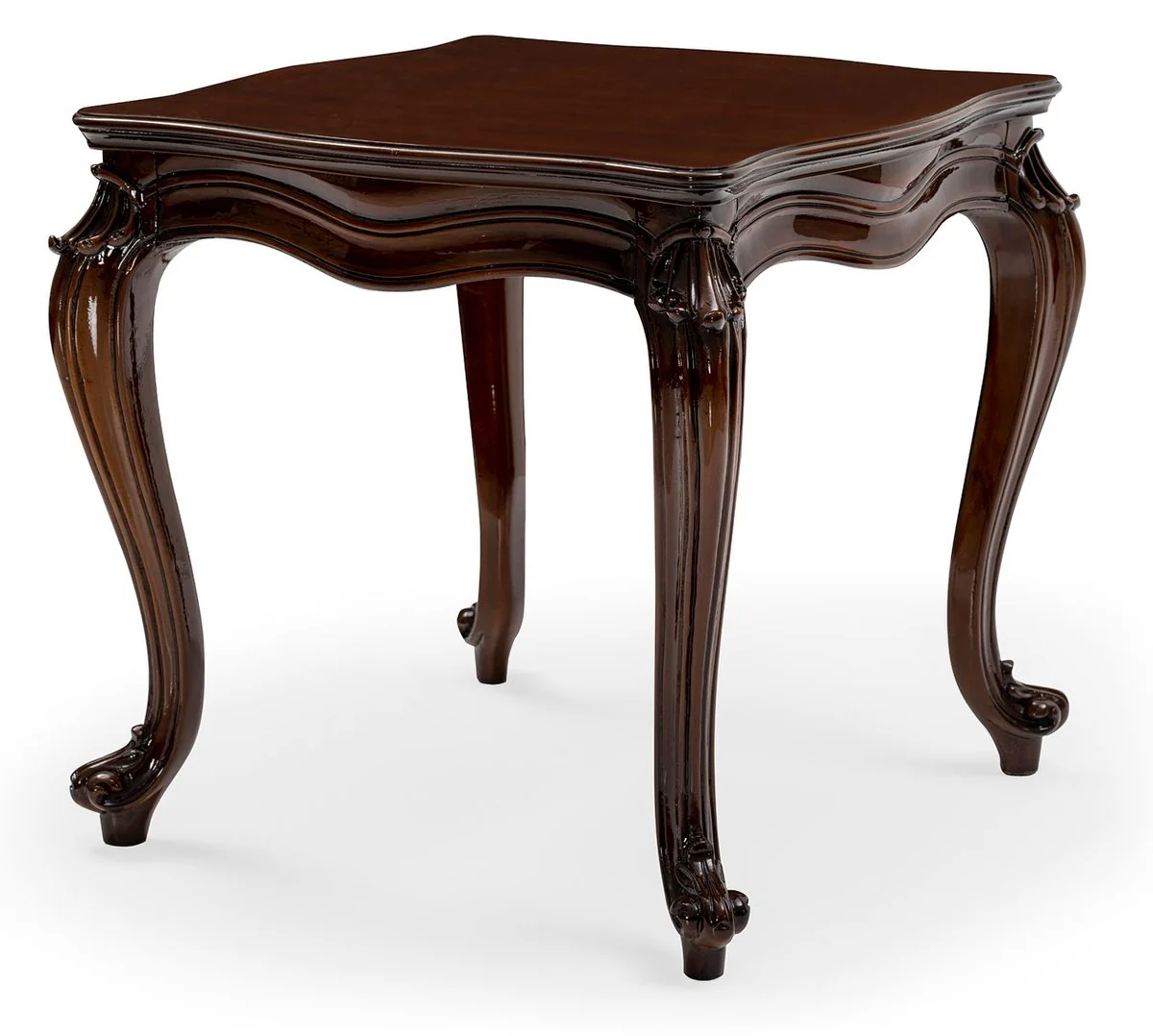 Luxus Barock Beistelltisch Braun - Quadratischer Massivholz Tisch im Barockstil - Luxus Wohnzimmer Möbel im Barockstil - Barock Möbel - Edel & Prunkvoll