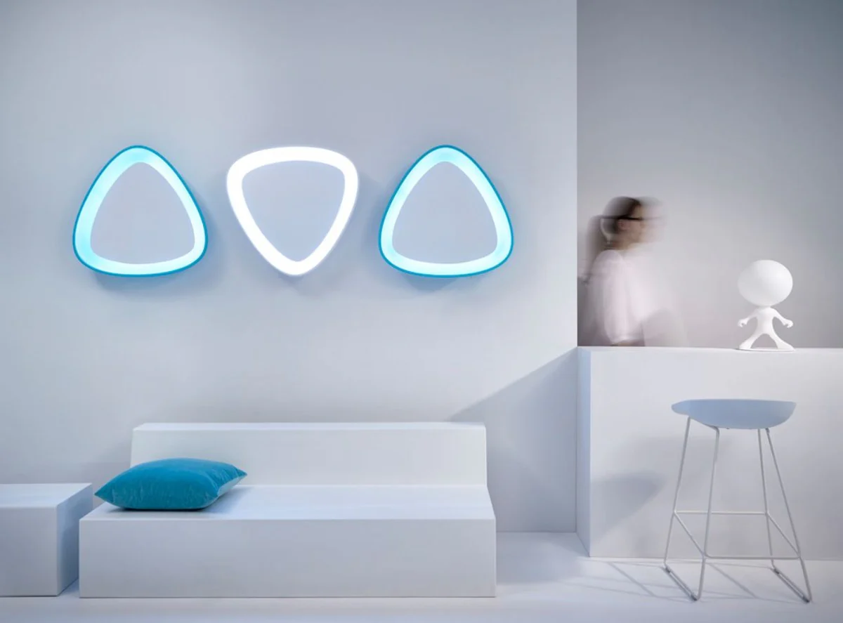 Luxus Designer Spiegel Blau 64 x H. 63 cm - Designer Wandspiegel mit Licht