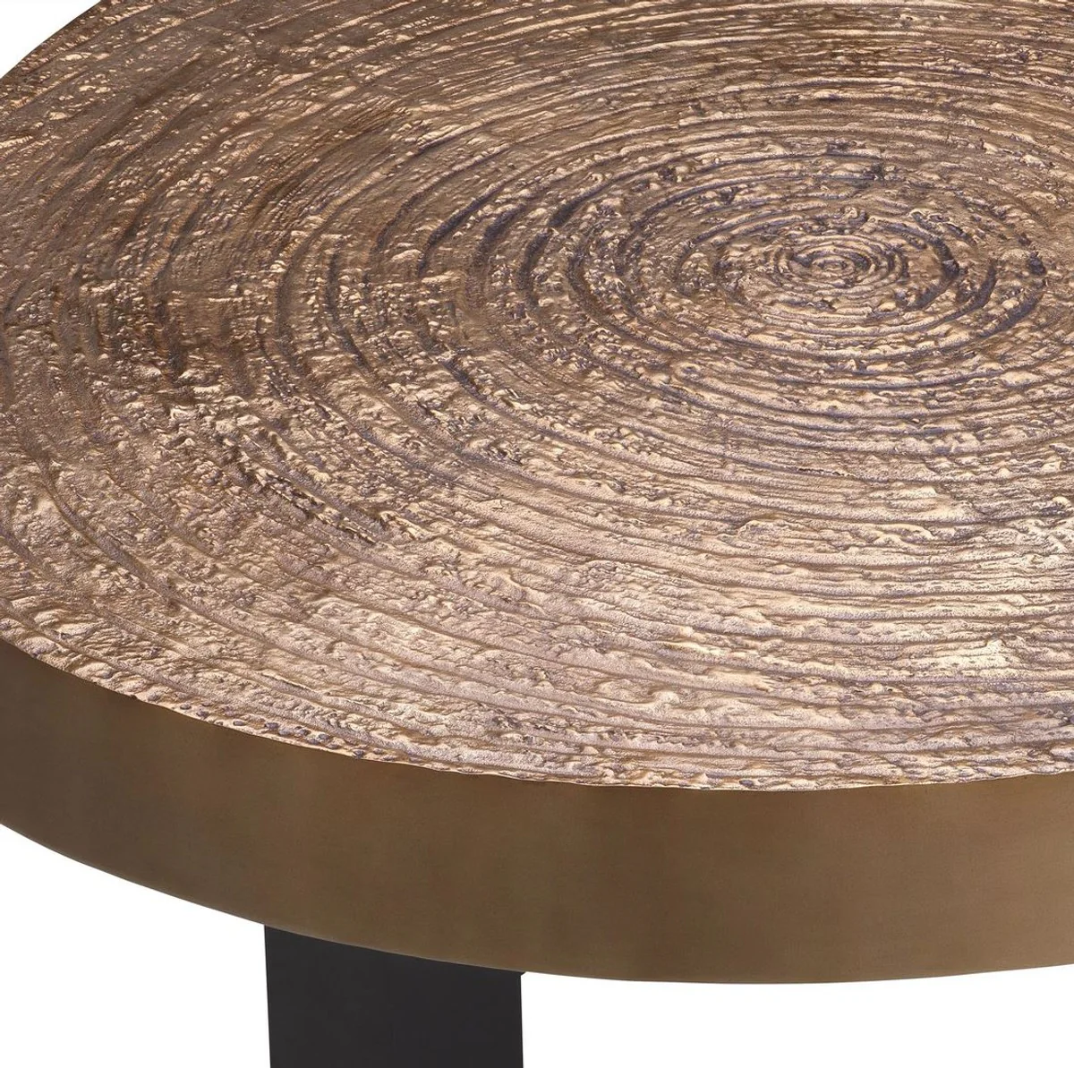 Luxus Couchtisch Antik Gold / Schwarz 105 x 110 x H. 35 cm - Moderner Wohnzimmertisch mit Aluminium Tischplatte - Wohnzimmer Möbel - Luxus Möbel