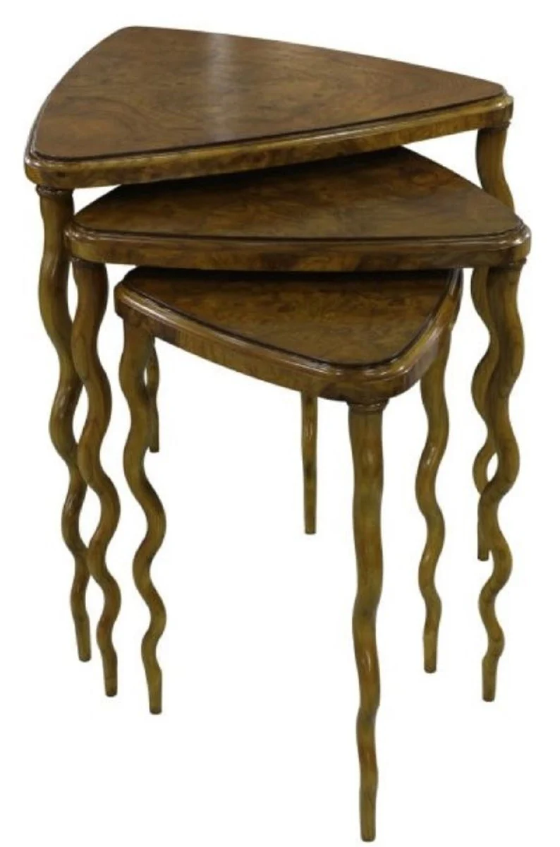 Luxus Jugendstil Beistelltisch Set Braun 65 x 61 x H. 70 cm - Hotel Möbel