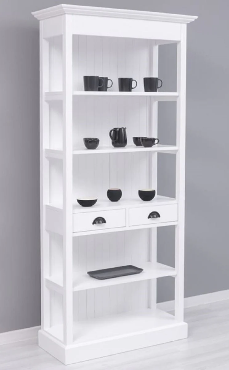 Landhausstil Schrank Weiß 91 x 39 x H. 197 cm - Landhausstil Esszimmer Schrank - Massivholz Möbel - Landhausstil Shabby Chic Möbel