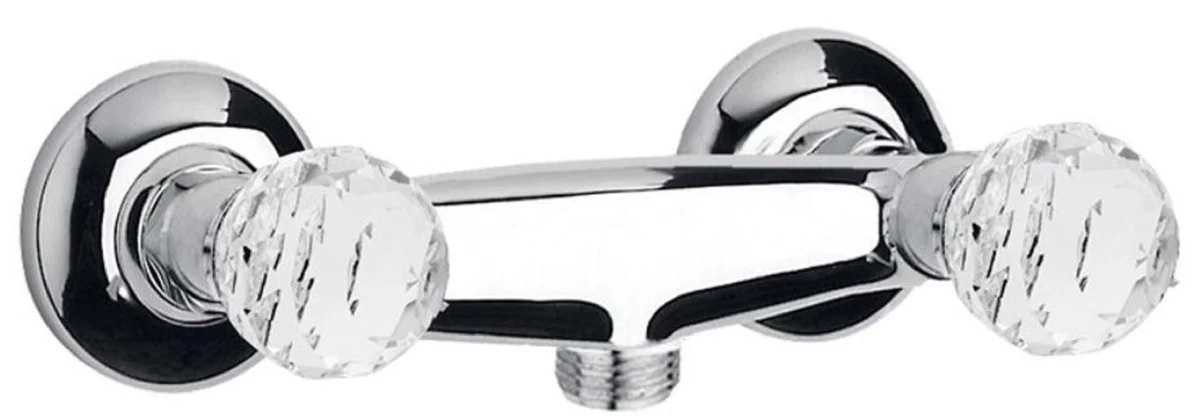 Luxus Aufputz- Brausebatterie mit Swarovski Kristallglas Silber 20 x 14 x H. 7 cm - Badewannen Armatur - Erstklassische Qualität - Made in Italy