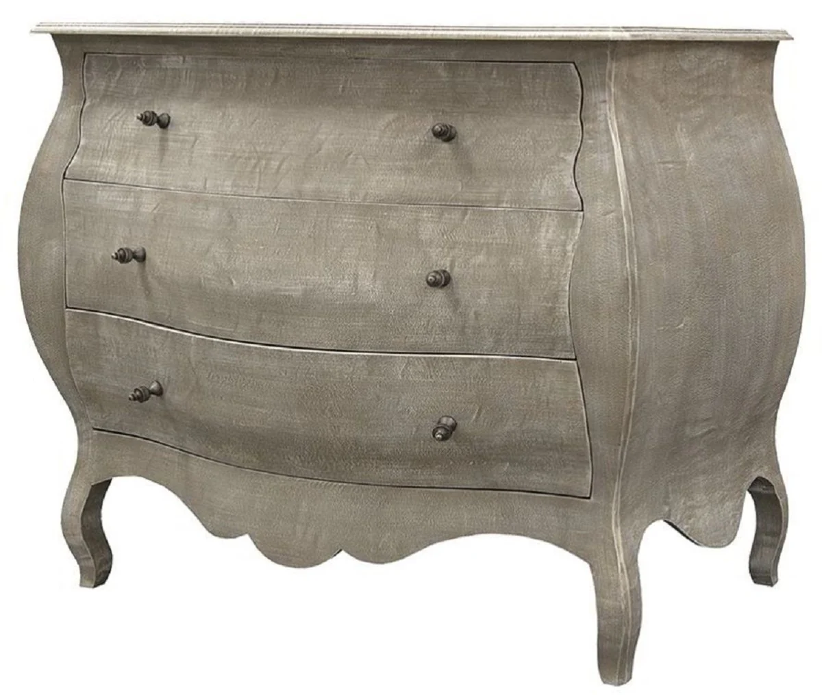 Luxus Landhausstil Massivholz Kommode mit 3 Schubladen Grau - Handgefertigte Landhausstil Möbel - Luxus Qualität